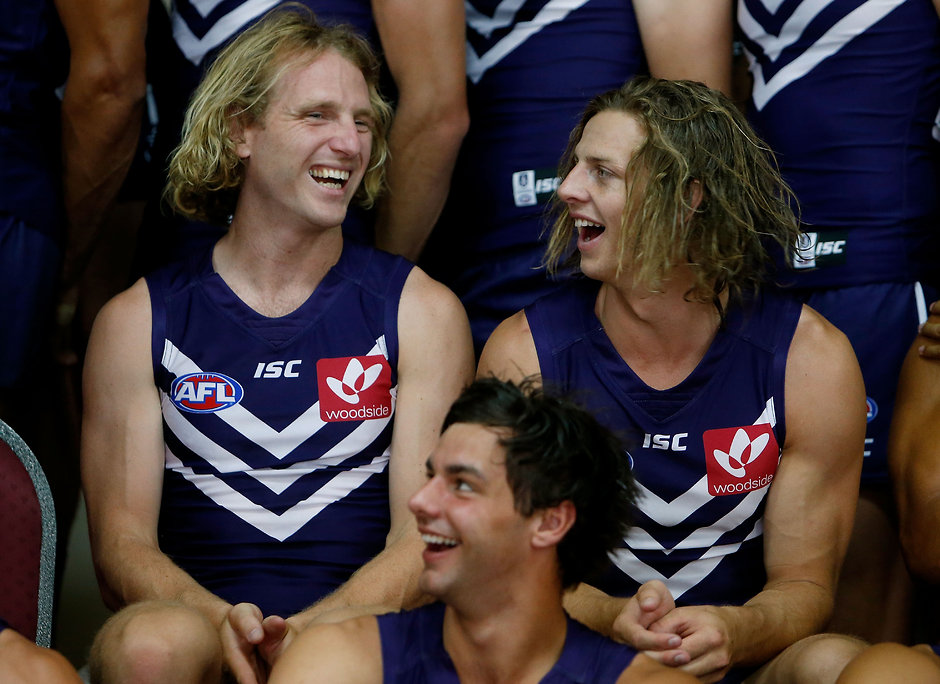 AFL 2016 Media - Fremantle Team Photo Day David Mundy and Nat Fyfe will both suit up in the first NAB Challenge game for the Dockers - ${keywords}